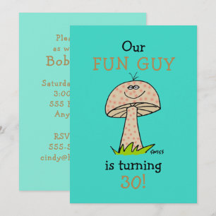 Funny Fun Guy Man or Boy Birthday Party Invitation