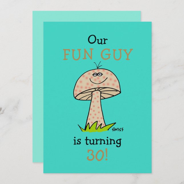 Funny Fun Guy Man or Boy Birthday Party Invitation (Front/Back)