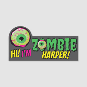 Funny Fun ‘Hi I’m Zombie Personalised’ Halloween Name Tag