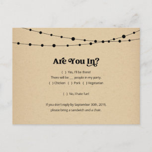 Funny & Fun RSVP Postcard - Rustic Kraft