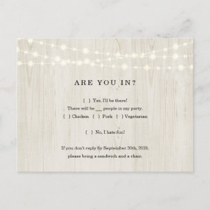 Funny & Fun RSVP Postcard - Rustic Wood