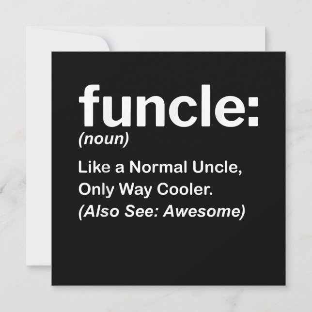 Funny Funcle Definition Gift | Uncle Gifts Holiday Card (Front)