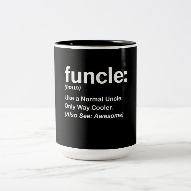Funny Funcle Definition Gift | Uncle Gifts Two-Tone Coffee Mug (Center)