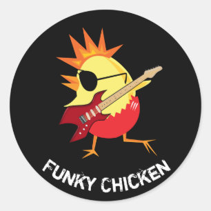 Funny Funky Chicken Cartoon Classic Round Sticker