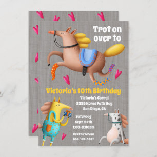 Funny Funky Horse Birthday Party Invitation