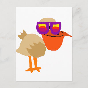 Funny Funky Pelican Wearing Sunglasses Art Postcard