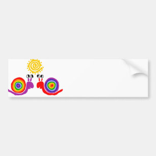 Funny Funky Rainbow Snail Love Abstract Art Bumper Sticker