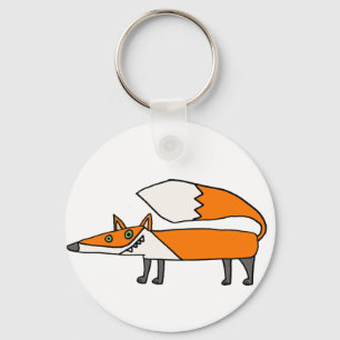 Funny Funky Red Fox Art Key Ring