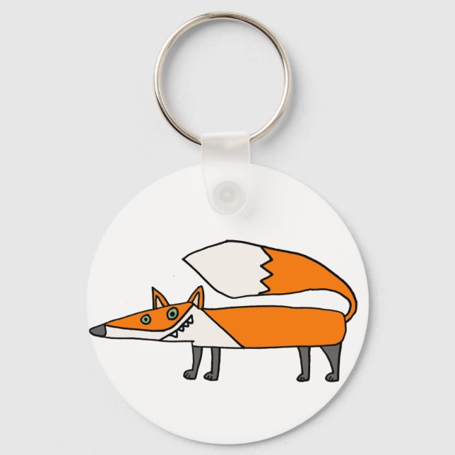 Funny Funky Red Fox Art Key Ring (Front)