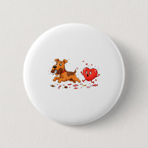 Funny Funny Airedale Terrier Heart Valentine 6 Cm Round Badge