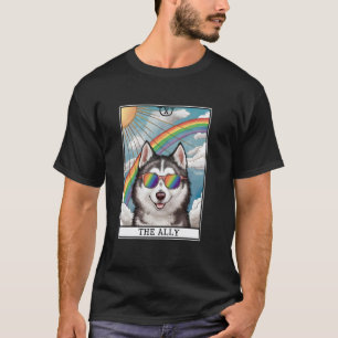 Funny Funny Ally Dog Siberian Husky Sunglasses LGB T-Shirt