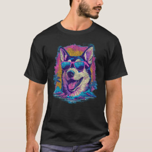 Funny Funny Siberian Husky Dog Rocking 80s Sunglas T-Shirt