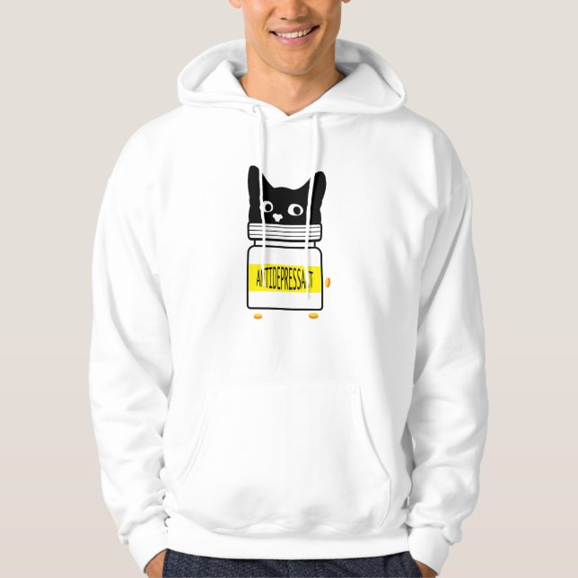 Funny Fur Antidepressant Cat Pet Lover Hoodie (Front)