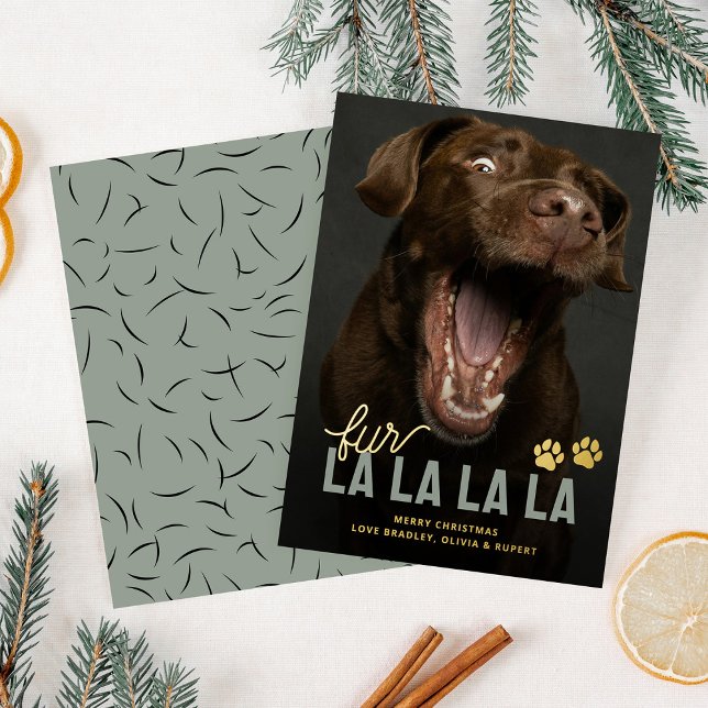 Funny Fur La La Pet Christmas Foil Holiday Card (Creator Uploaded)