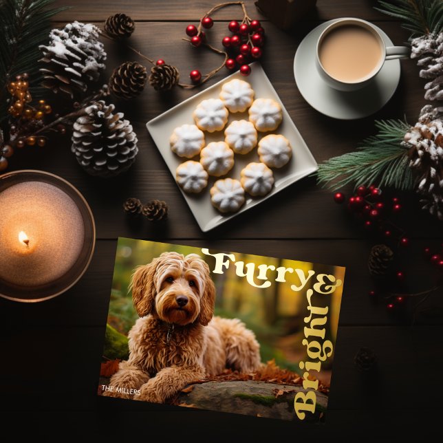 Funny Furry & Bright Dog Pet Christmas Modern  Foil Holiday Card (Funny Furry & Bright Dog Pet Christmas Modern Foil Holiday Card)
