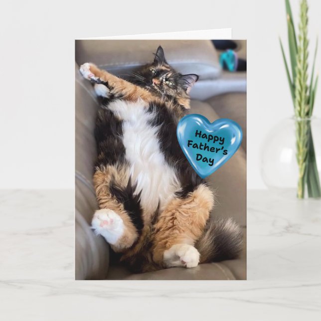 Funny Furry Cat Father's Day Card (Front)