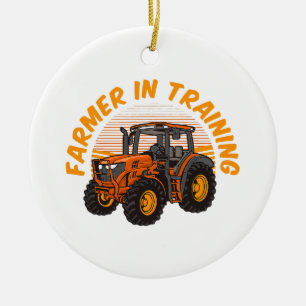 Funny Future Farmer In Training Tractor Farming Ceramic Ornament