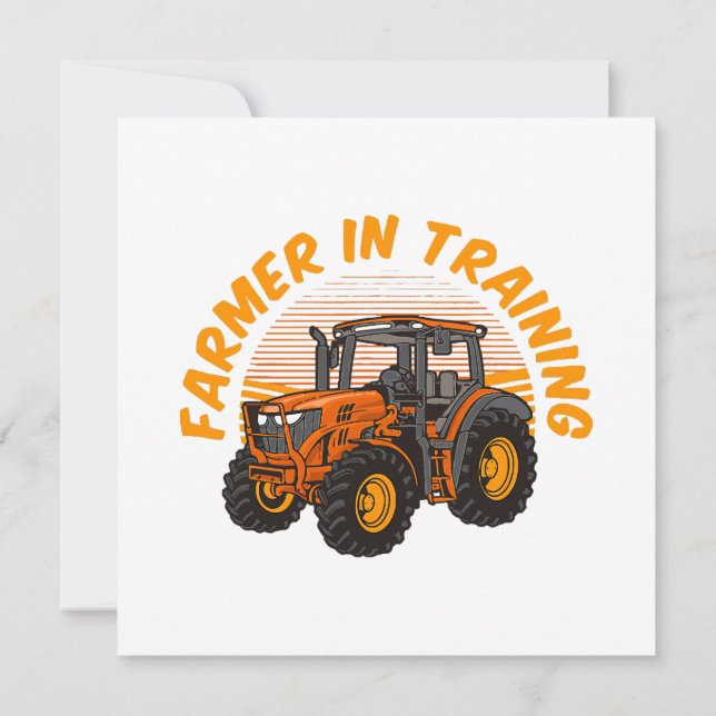 Funny Future Farmer In Training Tractor Farming Invitation (Back)