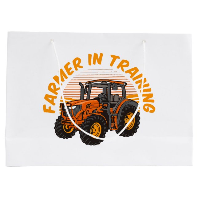 Funny Future Farmer In Training Tractor Farming Large Gift Bag (Back)