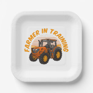 Funny Future Farmer In Training Tractor Farming Paper Plate
