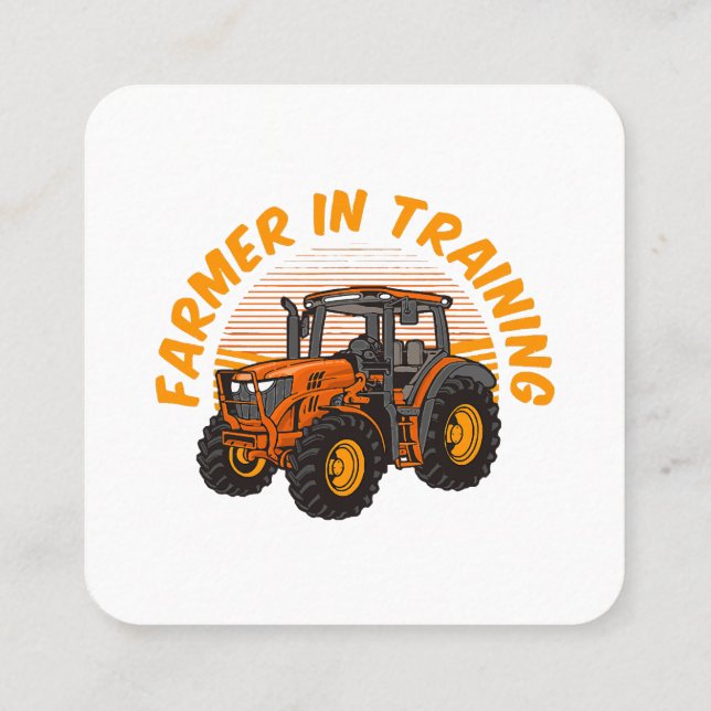 Funny Future Farmer In Training Tractor Farming Square Business Card (Back)