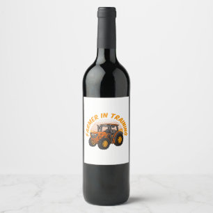 Funny Future Farmer In Training Tractor Farming Wine Label