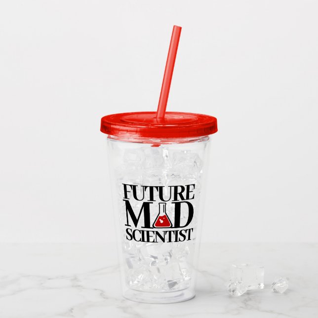 Funny Future Mad Scientist with Chemistry Beaker Acrylic Tumbler (Back Ice)