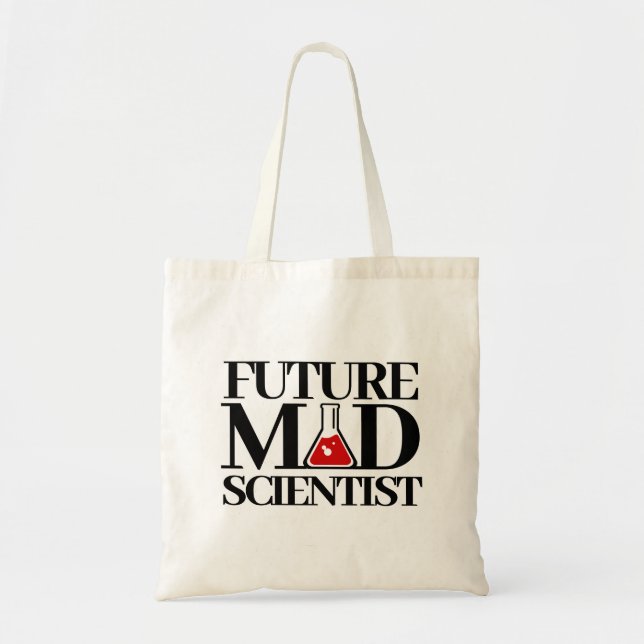 Funny Future Mad Scientist with Chemistry Beaker Tote Bag (Front)