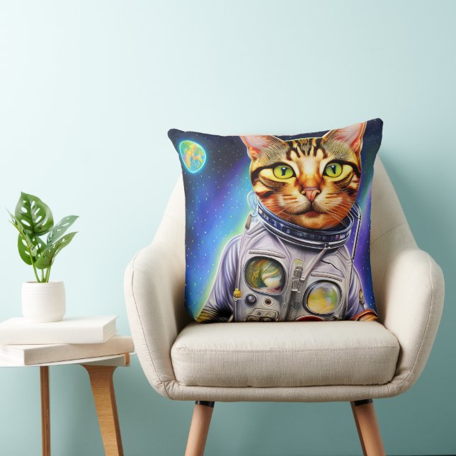 Funny Futuristic Astronaut Cat  Cushion (Chair)