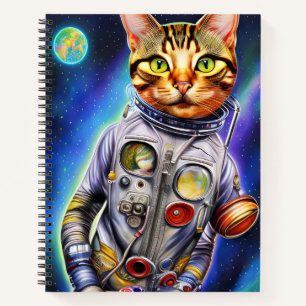Funny Futuristic Astronaut Cat Hanging Notebook