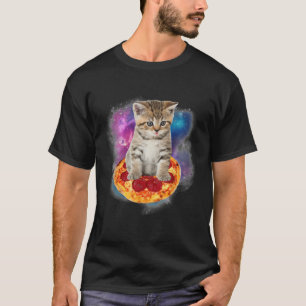 Funny Galaxy Cat Space Cat Eat Pizza and Taco T-Shirt