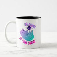 Funny Galaxy Kawaii Cat Playing with Stars Mug