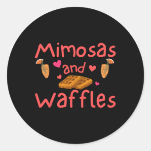 Funny Galentine Mimosas And Waffles Women Friendsh Classic Round Sticker