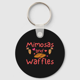 Funny Galentine Mimosas And Waffles Women Friendsh Key Ring