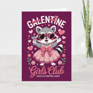 Funny Galentine Racoon Girls Club Greeting Card