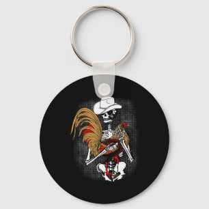 Funny Gallero Red Rooster Chicken Skeleton Key Ring