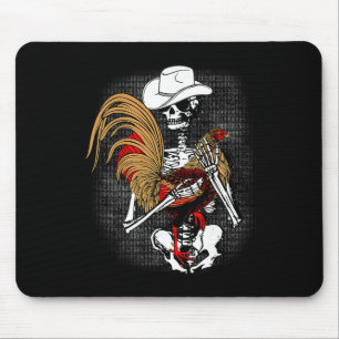 Funny Gallero Red Rooster Chicken Skeleton Mouse Pad