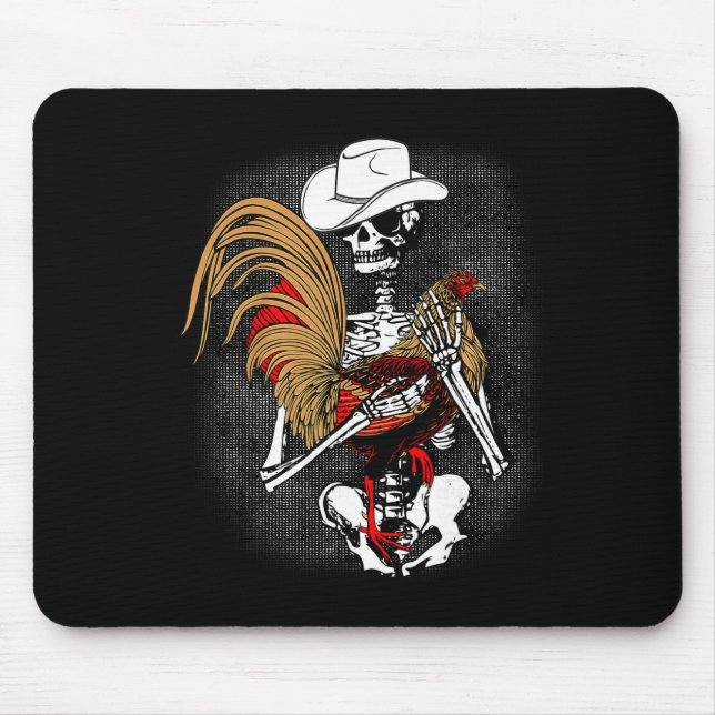 Funny Gallero Red Rooster Chicken Skeleton  Mouse Pad (Front)