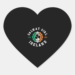 Funny Galway Girl Ireland Shamrock Irish Pride T-S Heart Sticker