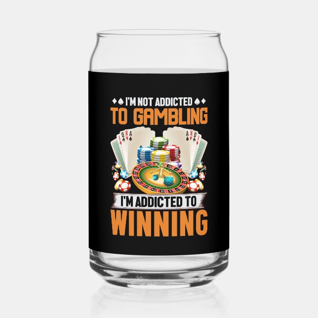 Funny gambling addict Casino word art  Can Glass (Front)