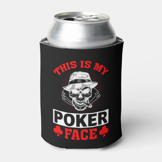 Funny gambling poker face word art  can cooler (Can Front)