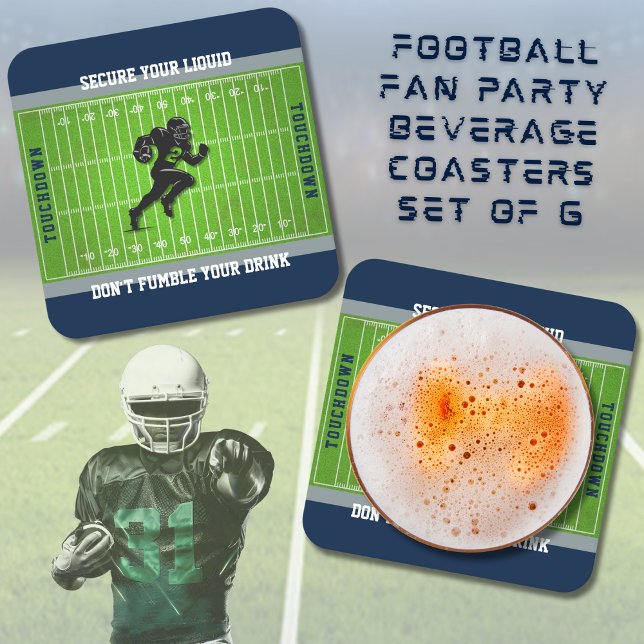 Funny Game Day Football Field Drink Coaster (Don't fumble your drink! 🏈 Funny coasters perfect for your next Game Day or Tailgate party.)