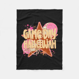 Funny game day hallelujah pink girly football fleece blanket