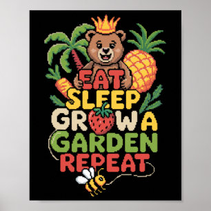 Funny Game Eat Sleep Grow A Garden Repeat Gamer Te Poster