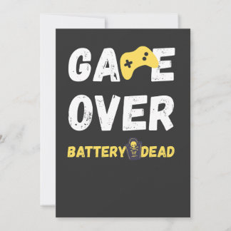 Funny Game Over Battery Dead Art Invitation