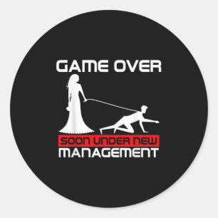 Funny Game Over Bride Gift Bachelorette Wedding Ju Classic Round Sticker