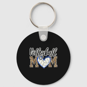 Funny Game Women Volleyball Leopard Ball Mom Mothe Key Ring