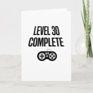 Funny Gamer 30th Birthday  Level 30 Complete Card