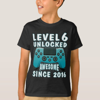 Funny Gamer 6th birthday Gift, Level 6th Unlocked  T-Shirt