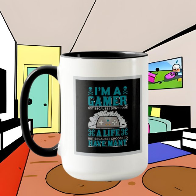 funny gamer add monogram word art  mug (Creator Uploaded)